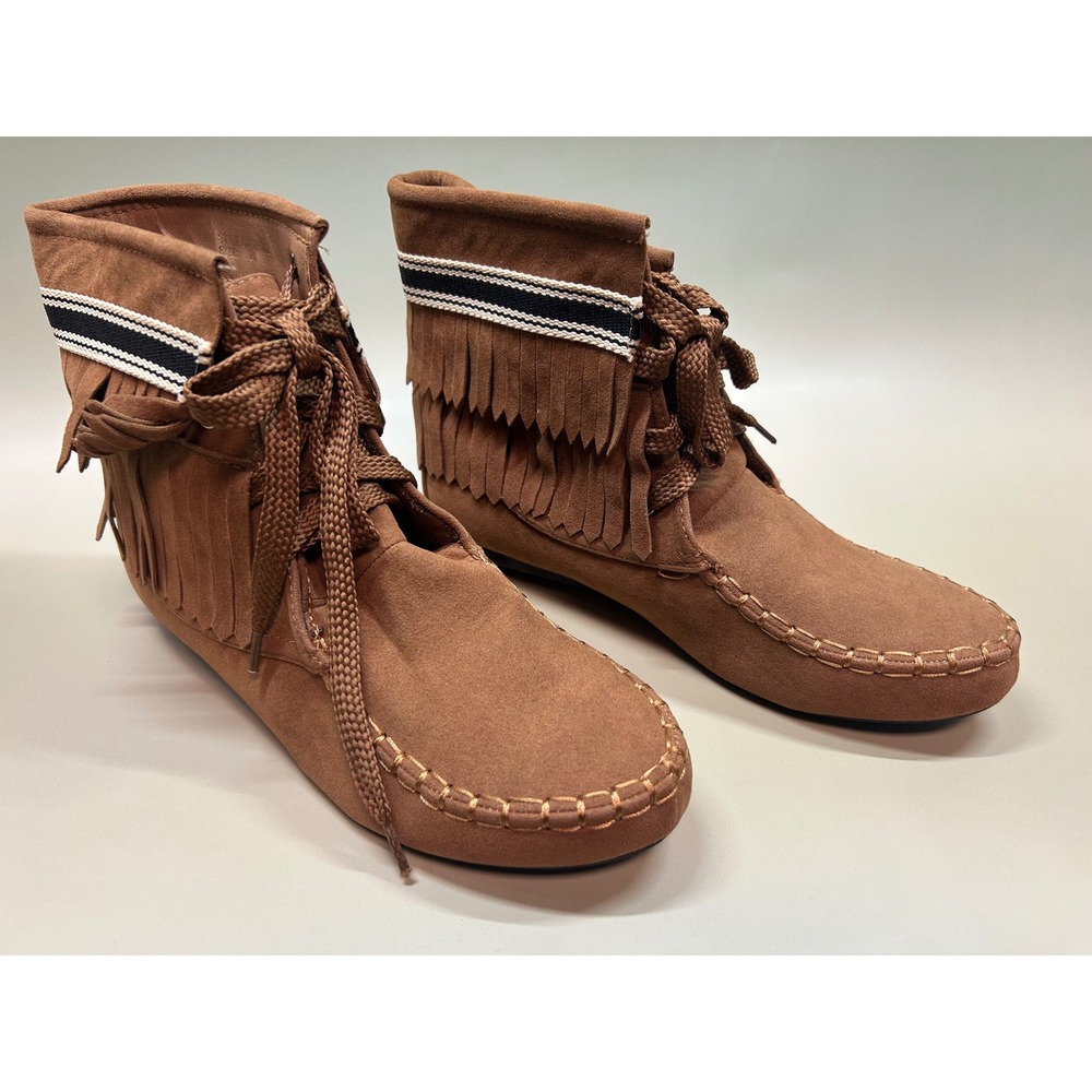 Yoki Gabby 22 Fringe Ankle Boots Size 7.5 Rust NIB